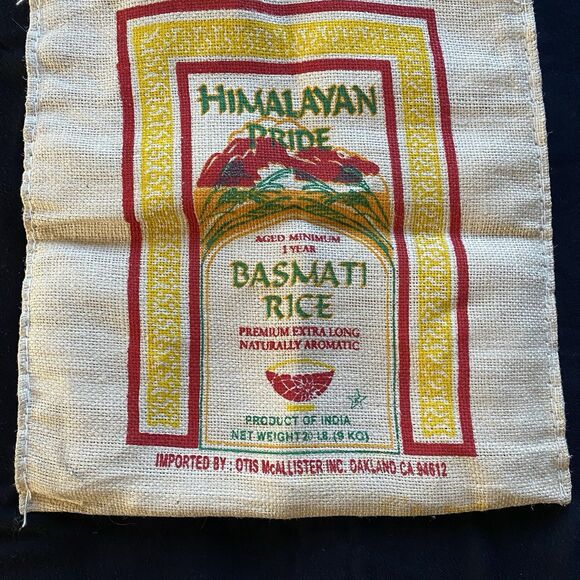 Himalayan Basmati Burlap Bag. Double Zipper. Handles. Tote Bag. Farmers Market. - Picture 3 of 10